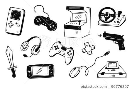 Hand-drawn vector sketch of a generic contemporary Video Game