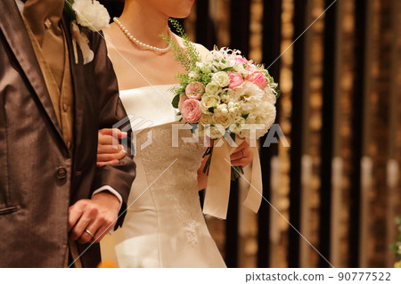 Happy bride and groom at the wedding Happy bride and groom at the wedding 90777522