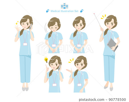 微笑護士的面部表情插圖素材 90778500