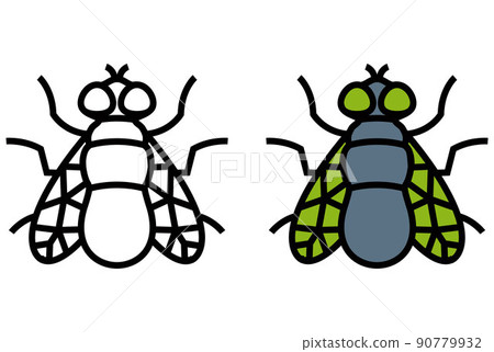 a linear icon of a domestic green fly. harmful insects. a linear icon of a domestic green fly. harmful insects. 90779932