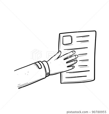 Hand with a list of paper. Hand with a list of paper. 90780955