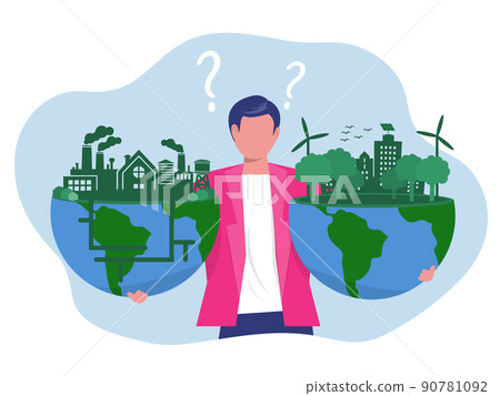 businessman holding earth globe go green save... - Stock Illustration ...
