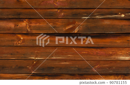 Old Weathered Natural Log Cabin Aged Wall Facade Texture. Rustic Log Wall Horizontal Brown Background. wide horizontal wooden planks Old Weathered Natural Log Cabin Aged Wall Facade Texture. Rustic Log Wall Horizontal Brown Background. wide horizontal wooden planks 90781155
