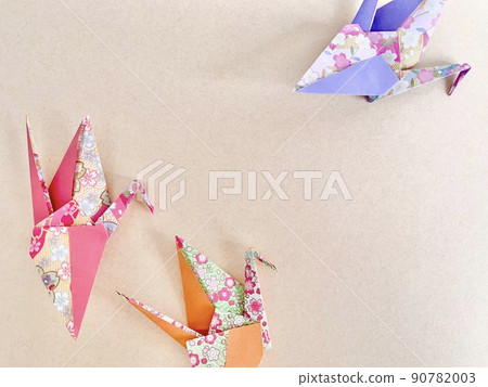 Japanese paper and origami background Japanese paper and origami background 90782003