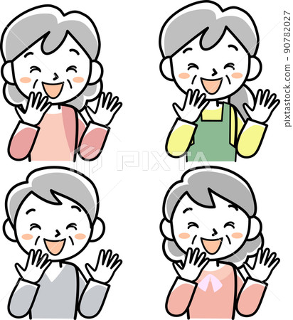 Upper body set of senior women who laugh out loud 90782027