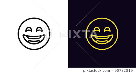 Outline laugh emoji icon, with editable stroke. Laughing emoticon sign, humor face pictogram. Funny joke 90782819
