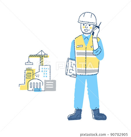 Construction site with a man who works in civil engineering and construction 90782905