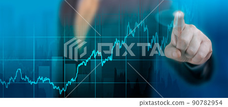 timeline chart of the global economic recovery after the crisis caused by the covid pandemic19. World economics graph. Finance concept. Businessman pointing graph growth plan on dark blue timeline chart of the global economic recovery after the crisis caused by the covid pandemic19. World economics graph. Finance concept. Businessman pointing graph growth plan on dark blue 90782954