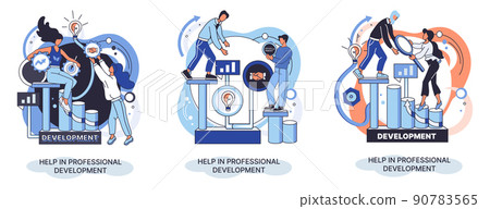 Help in professional development metaphor. Qualified employee training program. Human resource management 90783565