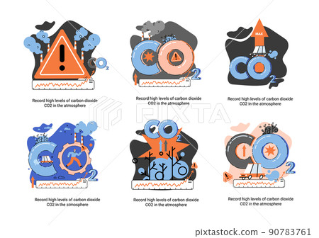 Record high levels of carbon dioxide CO2 in atmosphere. Problems of environment and ecology metaphor 90783761