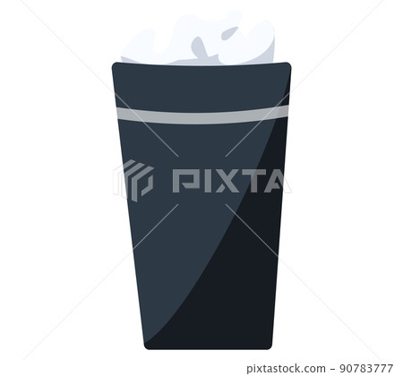 Garbage bin and crumpled papers vector illustration. Office trash can or black paper basket Garbage bin and crumpled papers vector illustration. Office trash can or black paper basket 90783777