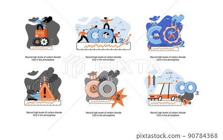 Record high levels of carbon dioxide CO2 in atmosphere. Problems of environment and ecology metaphor 90784368