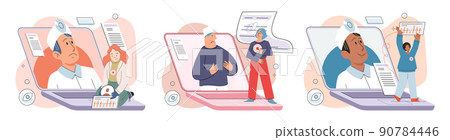 Online medical services mobile application, consultation and prescription medicine, diagnostics metaphor, e-health 90784446