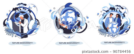 Biodiversity in nature as environment variety of life on Earth planet. Saving wildlife ecosystem metaphor 90784456