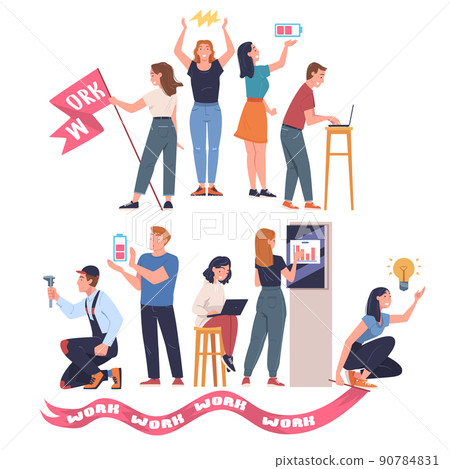 People Characters Working as Well Coordinated Mechanism Engaged in Teamwork Vector Set People Characters Working as Well Coordinated Mechanism Engaged in Teamwork Vector Set 90784831