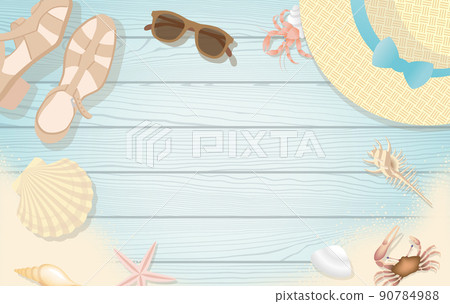 Frames of seashells and seaside creatures 90784988