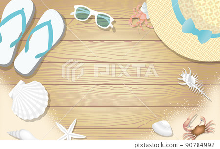 貝殼和海邊生物的框架 90784992