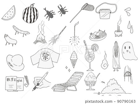 夏季插畫集合集（手繪/矢量） 90790163