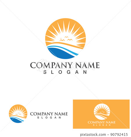 Water wave and sun icon vector illustration design logo Water wave and sun icon vector illustration design logo 90792415