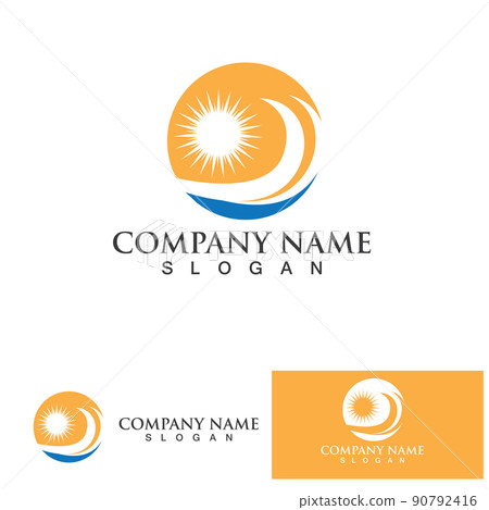Water wave and sun icon vector illustration design logo Water wave and sun icon vector illustration design logo 90792416