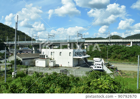 Summer 2021. Scenery from the train window from Banshu-Ako Station to Aioi Station on the Ako Line 90792670