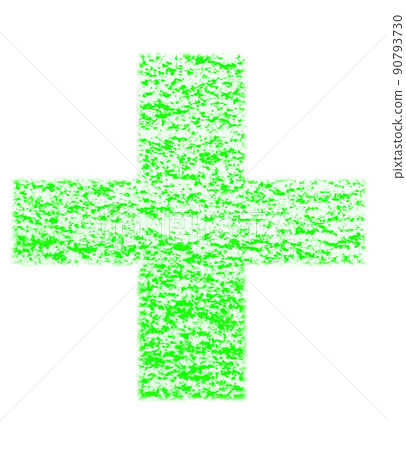 用蠟筆繪製的符號加上+綠色背景白色高分辨率通行證其他顏色可用 90793730