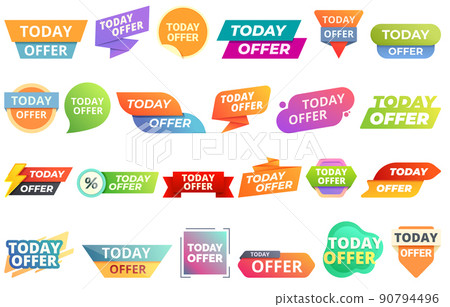 Today offer icons set cartoon vector. Promo...-插圖素材 [90794496] - PIXTA圖庫