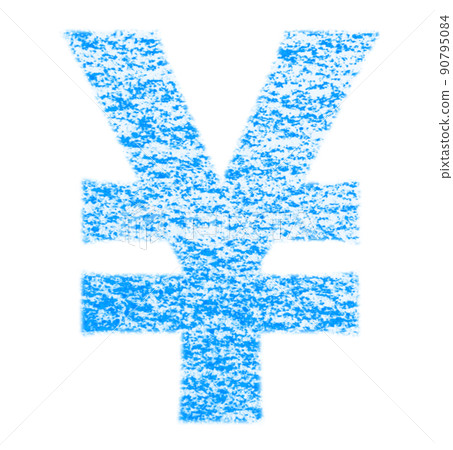 Symbol drawn with crayon En ¥ Blue Background White With high resolution pass Other colors available 90795084