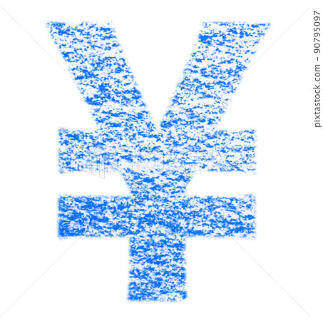 Symbol drawn with crayon En ¥ Blue Background White With high resolution pass Other colors available 90795097