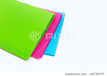 Office folders on blue background. Office folders on blue background. 90795473