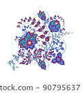 Fantasy flowers in retro, vintage, jacobean embroidery style. Element for design. Vector illustration. 90795637