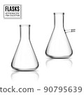 Empty triangle retort. Quality realistic vector, 3d illustration 90795639