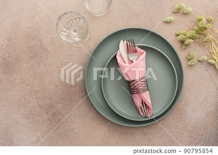 Table setting, top view Table setting, top view 90795854
