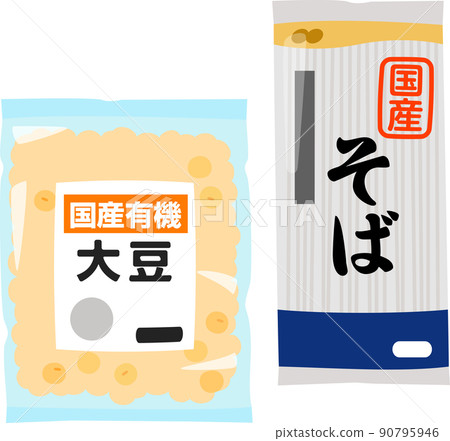 帶有國內符號的大豆和蕎麥麵 90795946