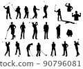 People playing golf silhouette set 90796081