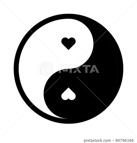 Yin yang heart symbol 90796166