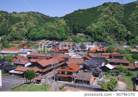 Hagi City, Yamaguchi Prefecture: Townscape of Sasanami (overhead view) 90796370