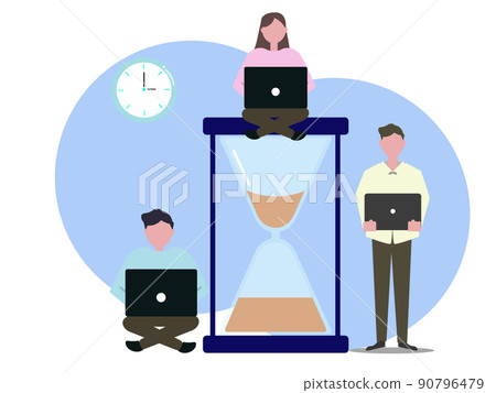 Men and women who work Background Transparency time Delivery time Business PC Teamwork Hourglass Illustration Men and women who work Background Transparency time Delivery time Business PC Teamwork Hourglass Illustration 90796479