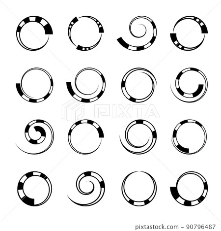 Spiral circular design elements. Abstract swirl icons. Spiral circular design elements. Abstract swirl icons. 90796487