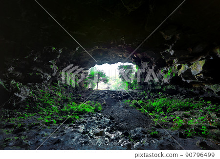 濟州城邑綠茶田天然洞窟，洞窟，天然洞窟，夏天， 90796499