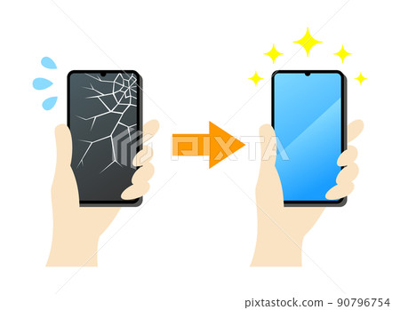 Illustration image of replacing a broken smartphone with a new one Illustration image of replacing a broken smartphone with a new one 90796754