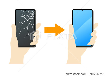 Illustration image of replacing a broken smartphone with a new one 90796755