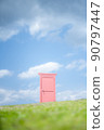 Blue sky and lawn and Anywhere Door Blue sky and lawn and Anywhere Door 90797447