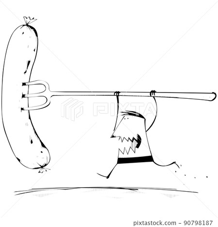 Man runs with Giant Sausage on Fork 90798187