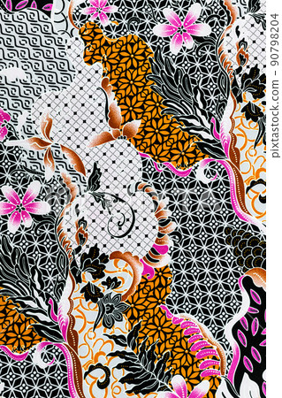 Batik sarong pattern background in Thailand, traditional batik sarong in Asian. 90798204