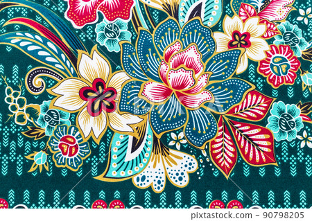 Batik sarong pattern background in Thailand, traditional batik sarong in Asian. 90798205