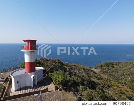 Aerial photograph by drone of Tsushima Sozaki Lighthouse 90798495
