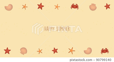 happy summer holiday marine background with shell starfish crab 90799140
