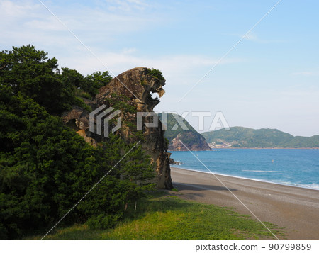 Photograph of the lion rock and emerald blue coast of Wakayama Kumano Nada Photograph of the lion rock and emerald blue coast of Wakayama Kumano Nada 90799859