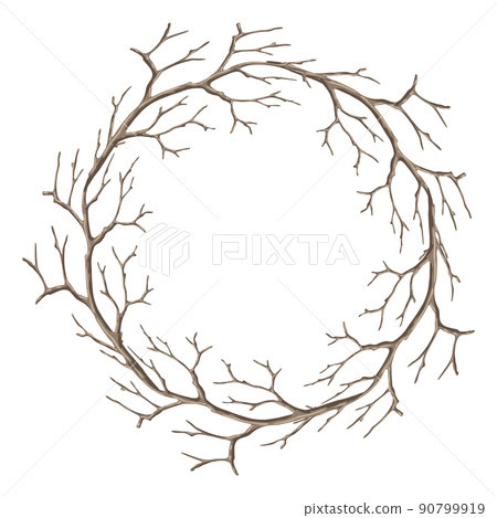 Frame with dry bare branches. Decorative natural twigs. Frame with dry bare branches. Decorative natural twigs. 90799919